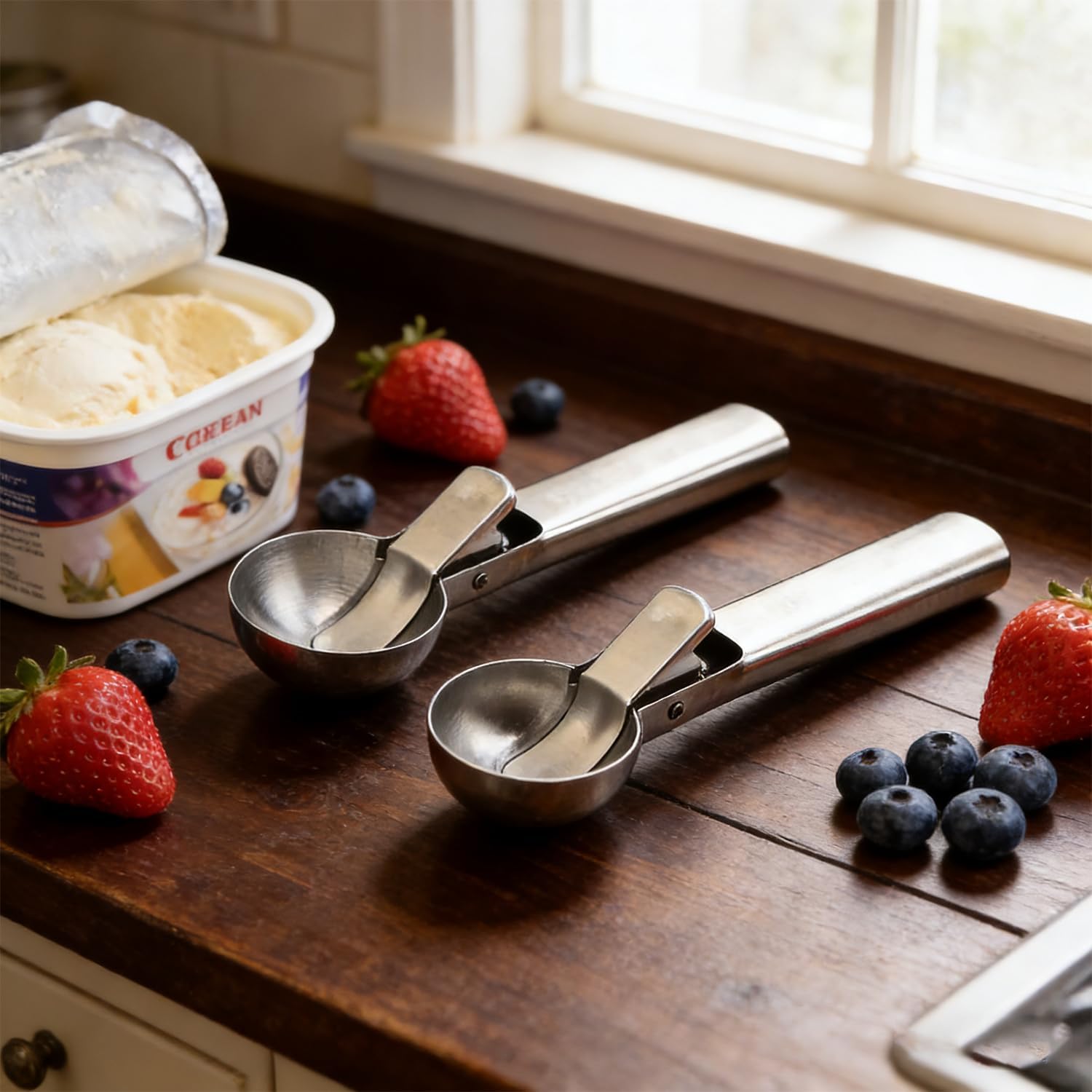 Ice Cream Scoop,Portable Stainless Steel Ice Cream Scoop with Trigger and Comfortable Handle,Dishwasher Safe,DIY Ice Cream,Gelato,Sorbet,Cake Batter (1p-silver)
