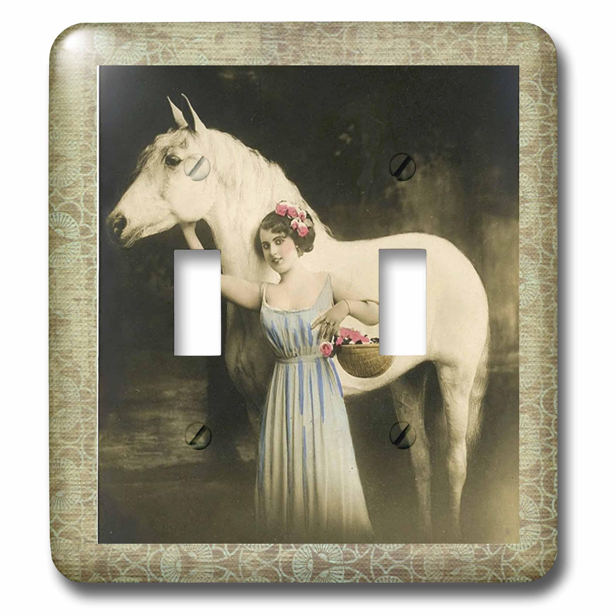 Interrupteur à bascule vintage fille et cheval 3dRose LSP_37296_2