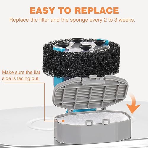 Miniatura 6 de Fuente de agua para gatos de acero inoxidable, 8 filtros de repuesto y 8 esponjas de prefiltro para fuente de mascotas de 3.2L108 onzas