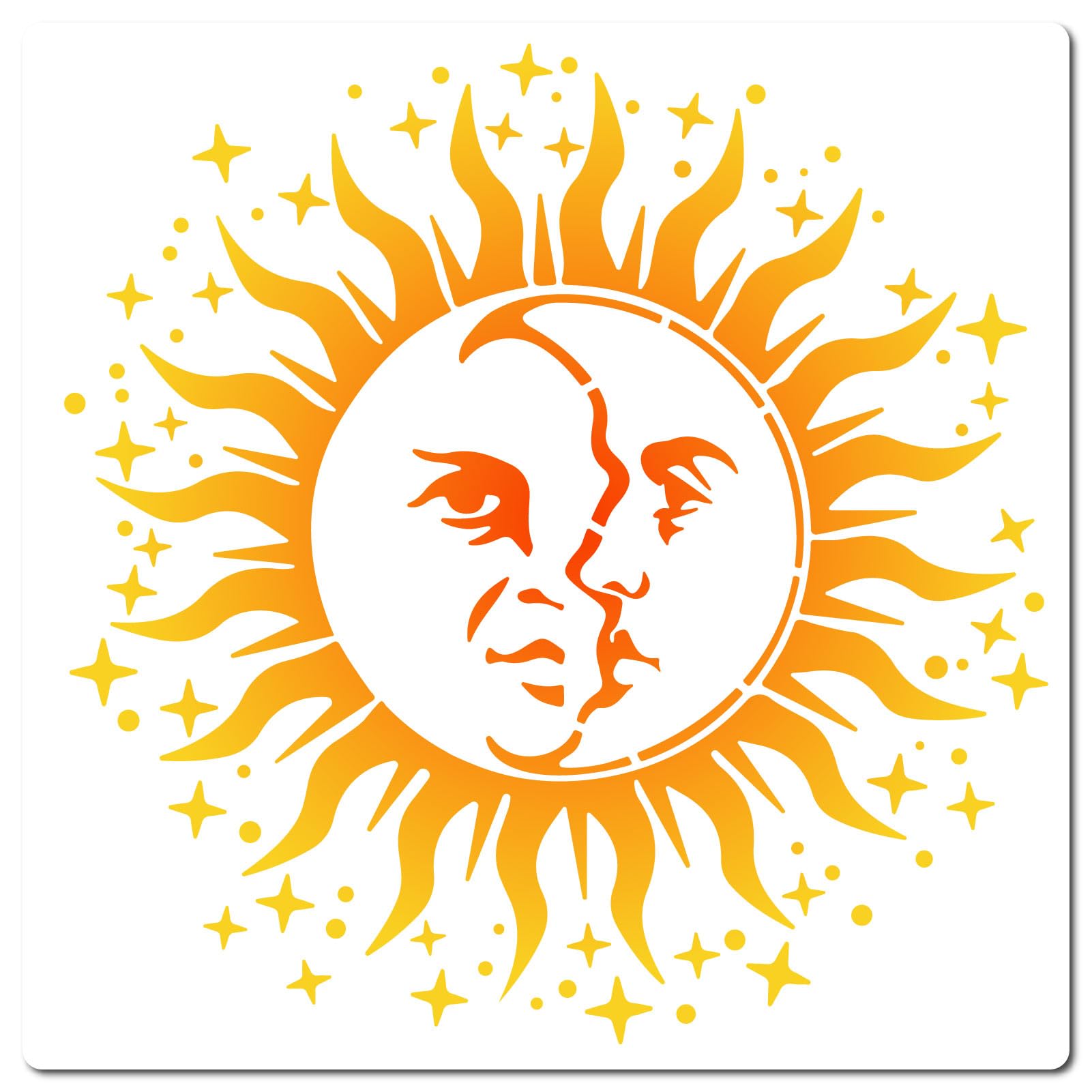 GORGECRAFT 30cm Large Sun Stencil Decoration Reusable Moon Star Painting Templates Flowers Hollow Out Plastic Decoration Templates for Drawing Craft Wood Wall Furniture Canvas