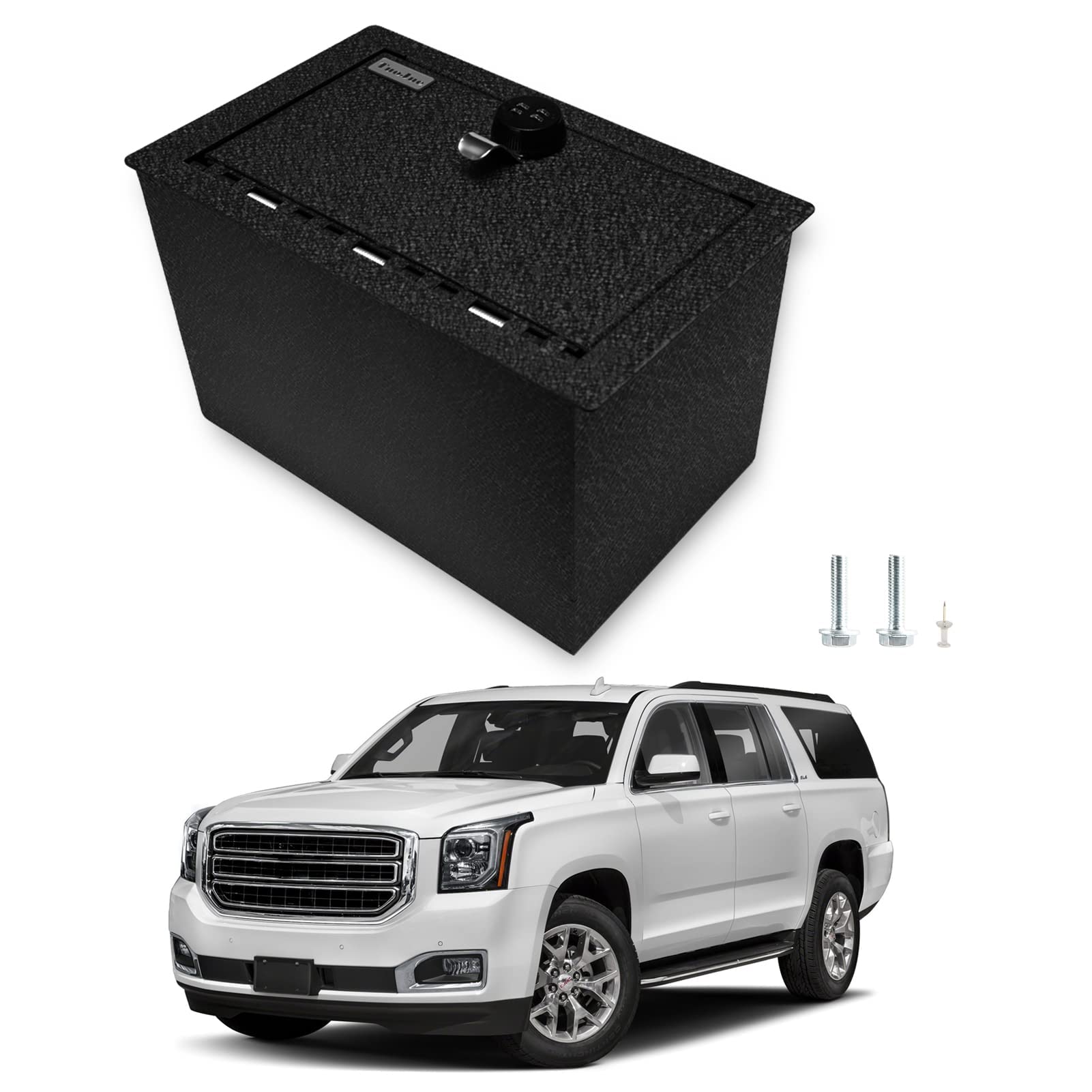 TUOJUE Center Console Safe Gun Safe Box Compatible with Chevrolet Suburban and Tahoe 2015-2020, GMC Yukon and Yukon XL 2015-2020, with 4-Digit Combo Lock, Center Console Organizer