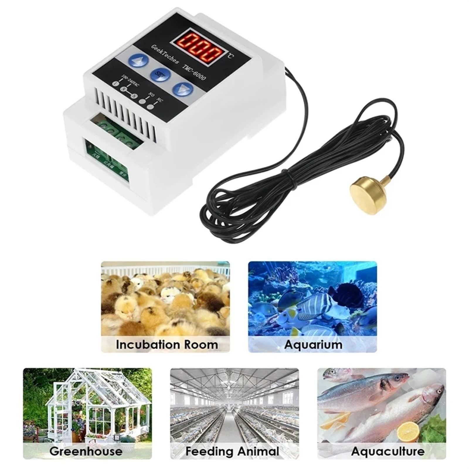 TMC-6000 Guide Rail Thermoregulator Digital Temperature Controller Thermostat Refrigeration Heating Temperature-A