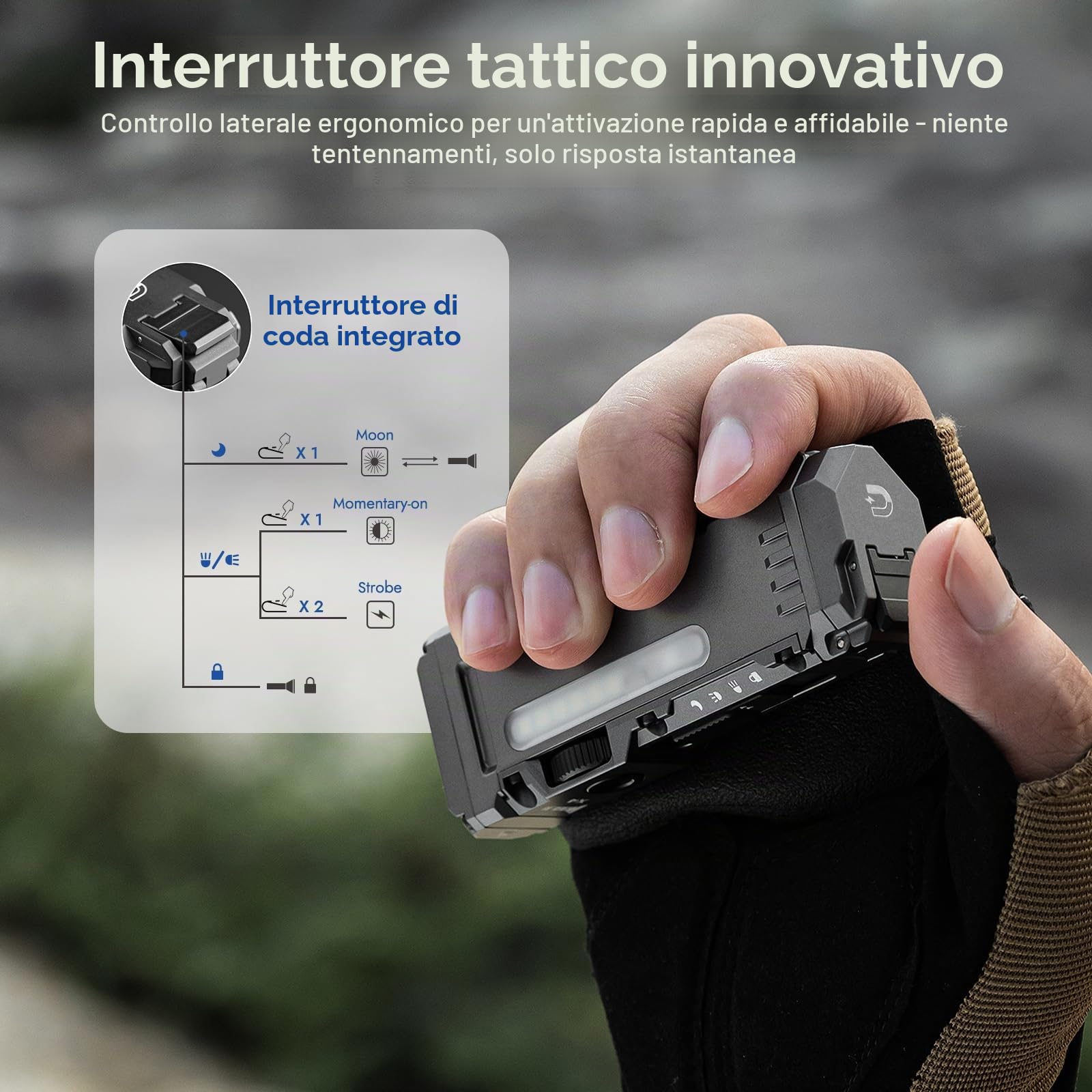 WUBEN X4 EDC - Torcia piatta con luce RGB, 1500 lumen, mini torcia con interruttore tattico e magnetico, IP68, portatile, con clip, USB C, per campeggio, controlli, emergenze