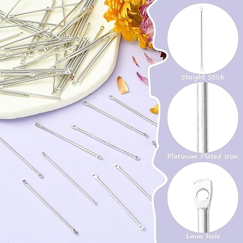 Miniatura 9 de LiQunSweet 250 piezas de conectores de tira fina de 0.984 in1 pulgada (0.984 in), dijes de barra larga para colgantes, dijes de doble bucle para