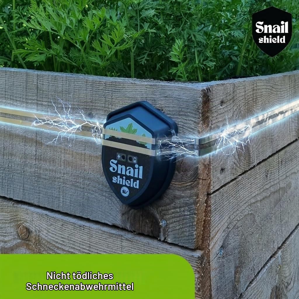Snail Shield - 2X Schneckenzaun Elektrisch Set für Hochbeet mit 3X 11m Zaunband, Schneckenschutz für Gärten, Gemüsebeet, Pflanzen, Einfache Installation, verbesserte Software 2026