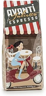 Avanti Espresso Julietta Bohnen, 1er Pack (1 x 1 kg) I Kaffeebohnen Espresso 1kg Kräftig & Säurearm I Feinste Trommelröstung mit Arabica & Robusta Espressobohnen