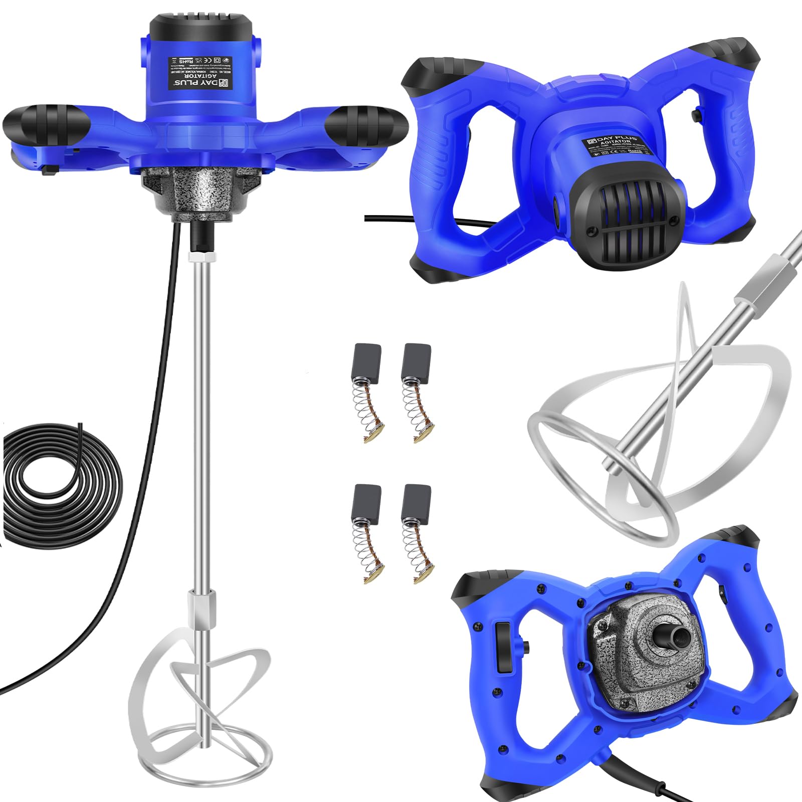 Mezclador de cemento eléctrico de 550 W, batidor de pintura de mortero, 6 velocidades variables, ideal para mezclar alimentación, yeso, pintura, cemento, mortero, etc