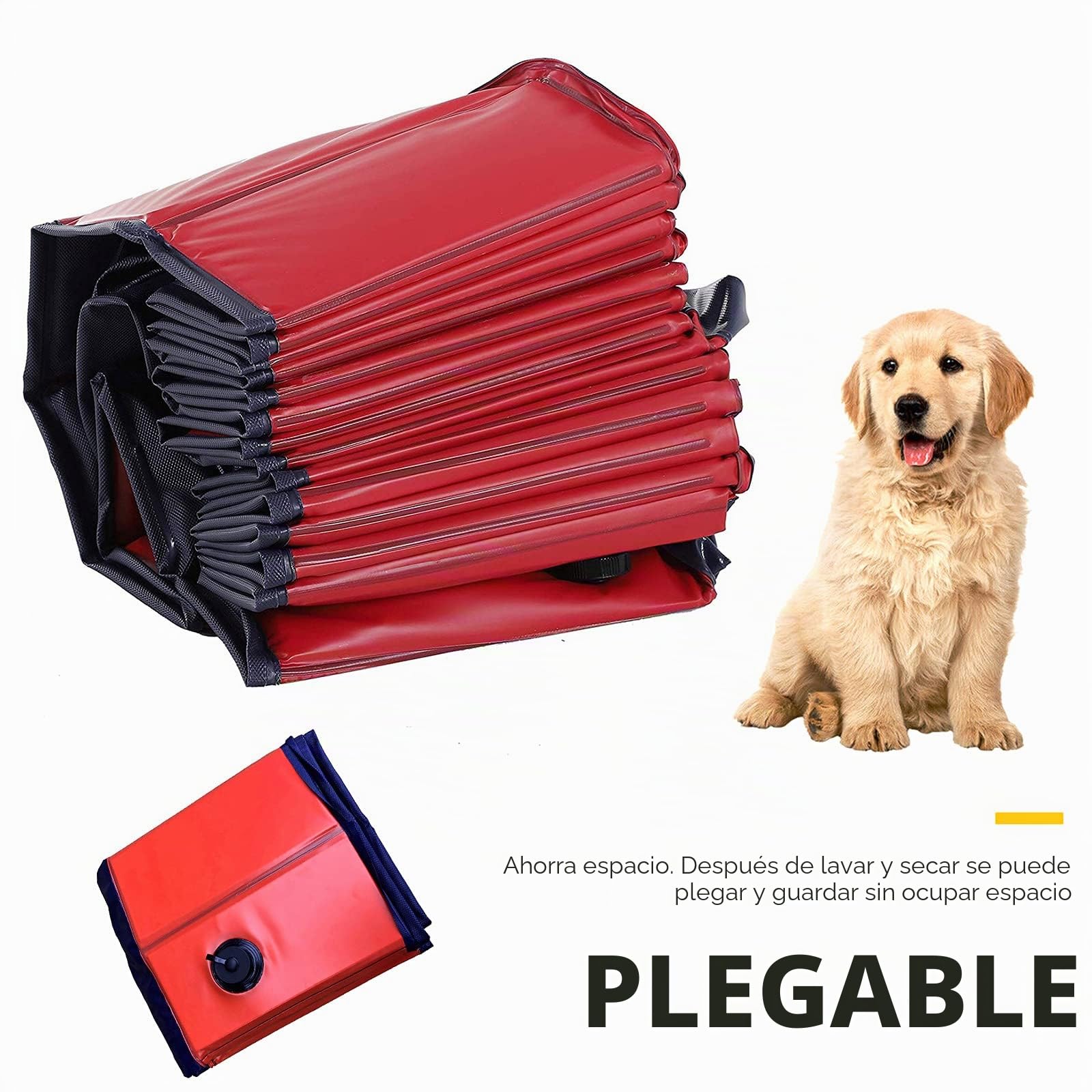 Piscina plegable para perros, PVC respetuoso con el medio ambiente, antideslizante, con válvula de drenaje, para verano, de 50 x 8 cm