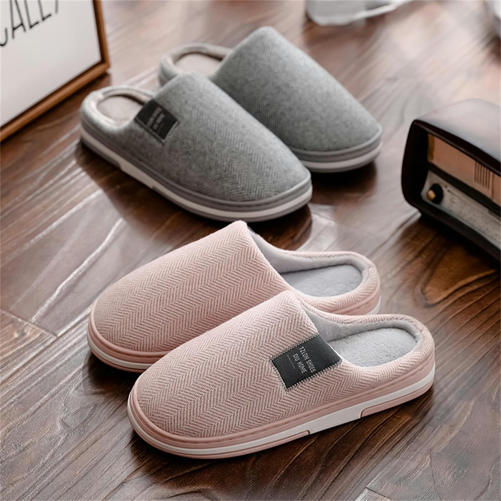 Ciabatte Donna Invernali Pantofole di Cotone Maschile per Uso Domestico in Autunno E Inverno, Non Slip, Pantofole Pelose Calde Interne-coffee2-36-37