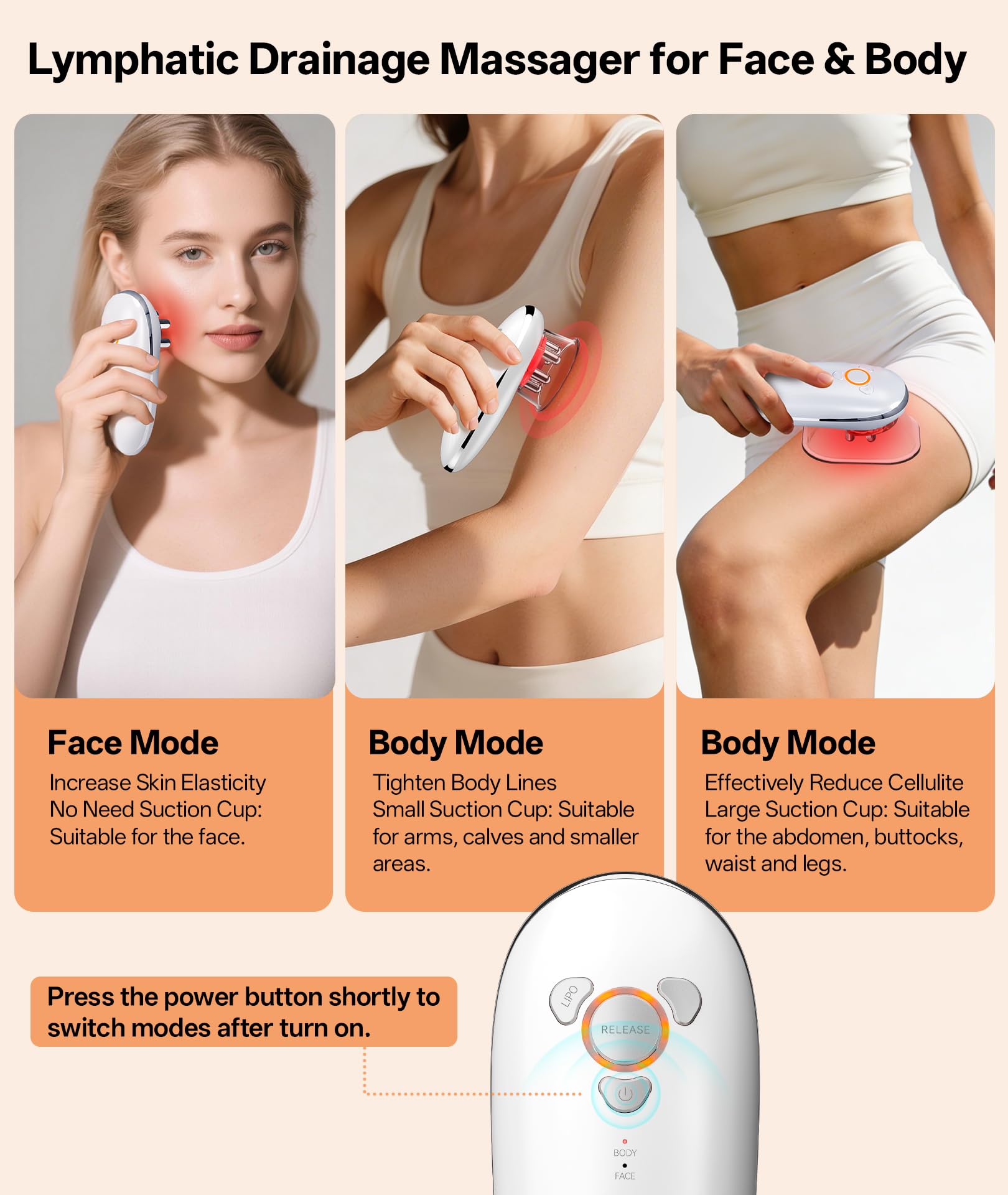 Dopsikn Body Sculpting Machine with Red Light Therapy for Face & Body, Cupping Therapy, Electric Cellulite Massage Tool with 2 Cups, Gift for Women, White: Pure White