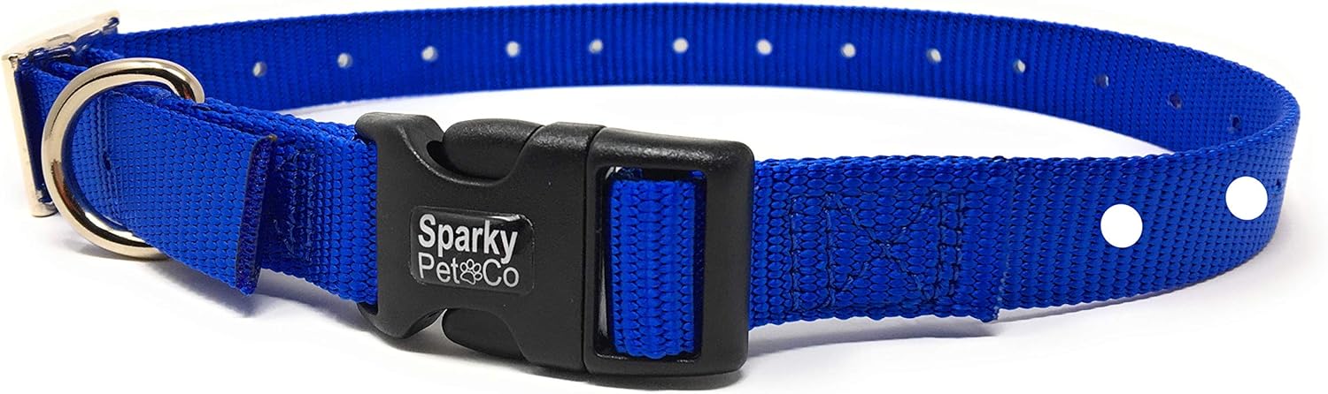 Sparky Pet Co - ECollar Replacement Strap - Double Buckle Dog Collar - Rugged Nylon - Adjustable - D Ring - Quick Release Metal Clasp - for Invisible Fence 2 Hole (1.25") Receiver Collar