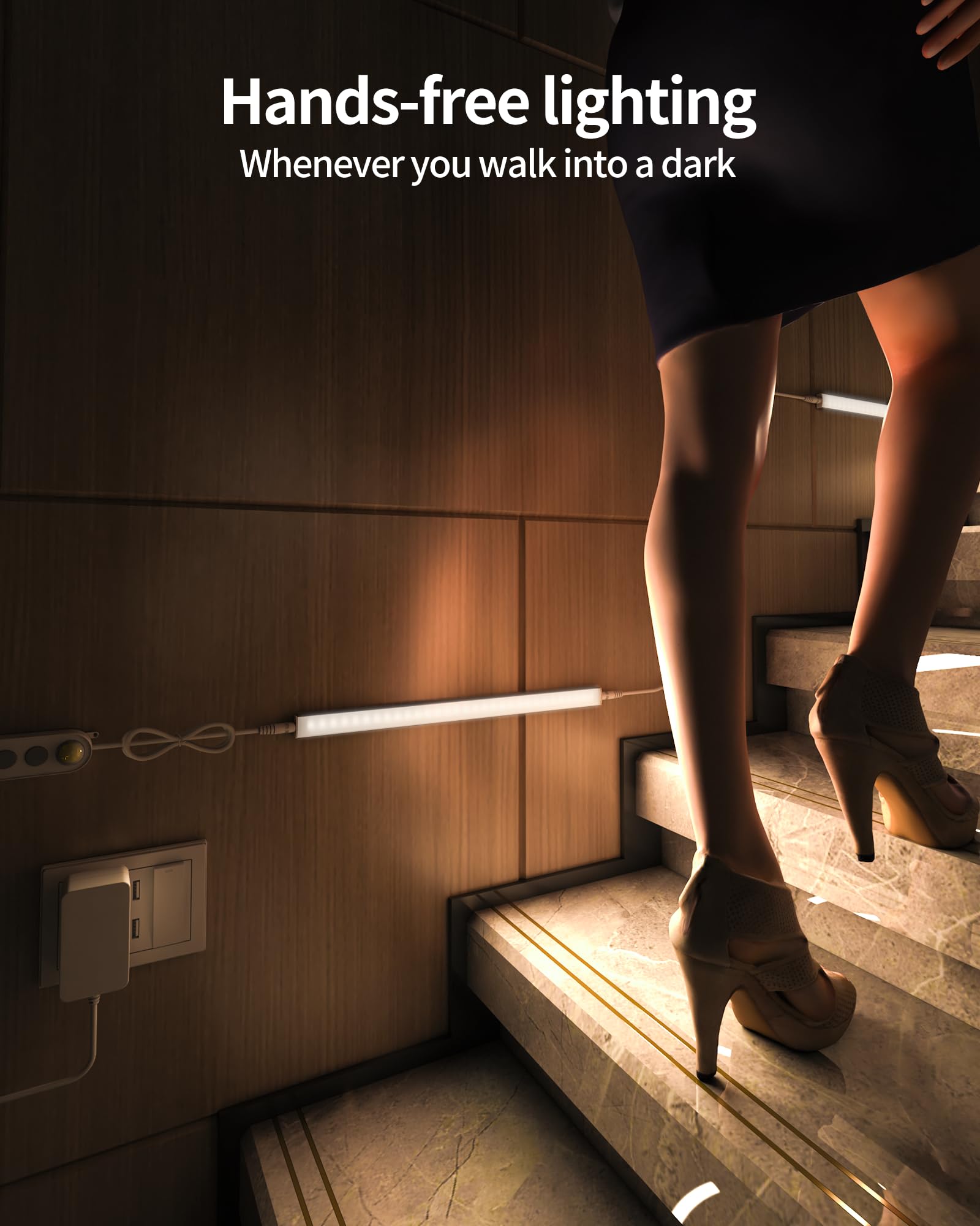 Bewegungsmelder, dimmbar, Unterschrankbeleuchtung, 6000 K, weiß, steckbar, verknüpfbare LED-Schrank-Lichtleisten, 30,5 cm, 2 Stück