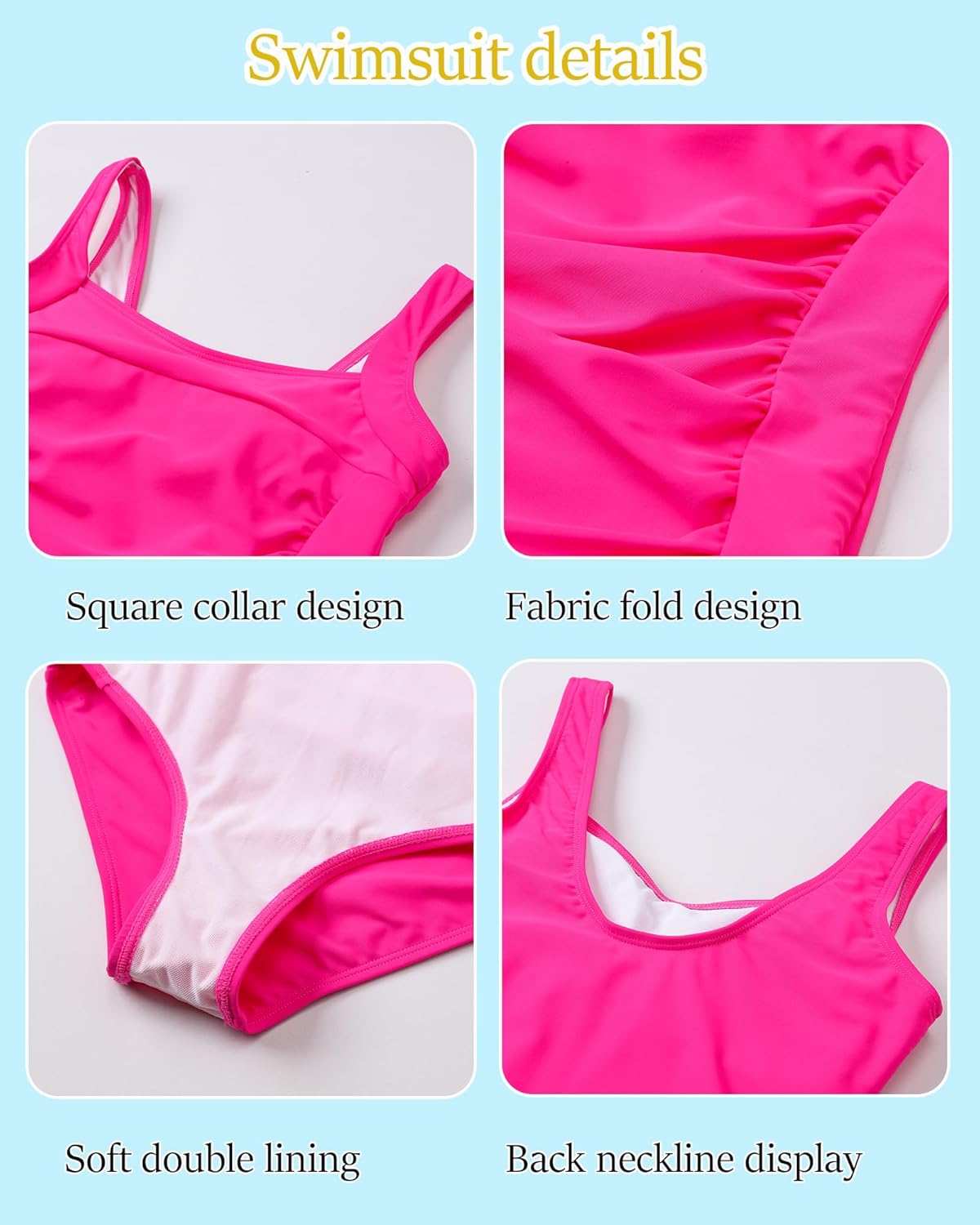 Girls One Piece Swimsuit Ruffled Teen Girl Swimsuit Size 6-16Y Wide Straps Girls' Swimwear for Bathing Suits Yizuoding003 - Image 4