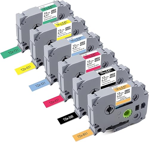 BEYONDTEK Trabajo para PT-H110 PT-D200 PT-D210 PT-D220 Compatible con Brother Label Maker Tape 0.472 in 0.47 Laminado Coloreado para Brother P Touch disponible en Yaxa Venezuela