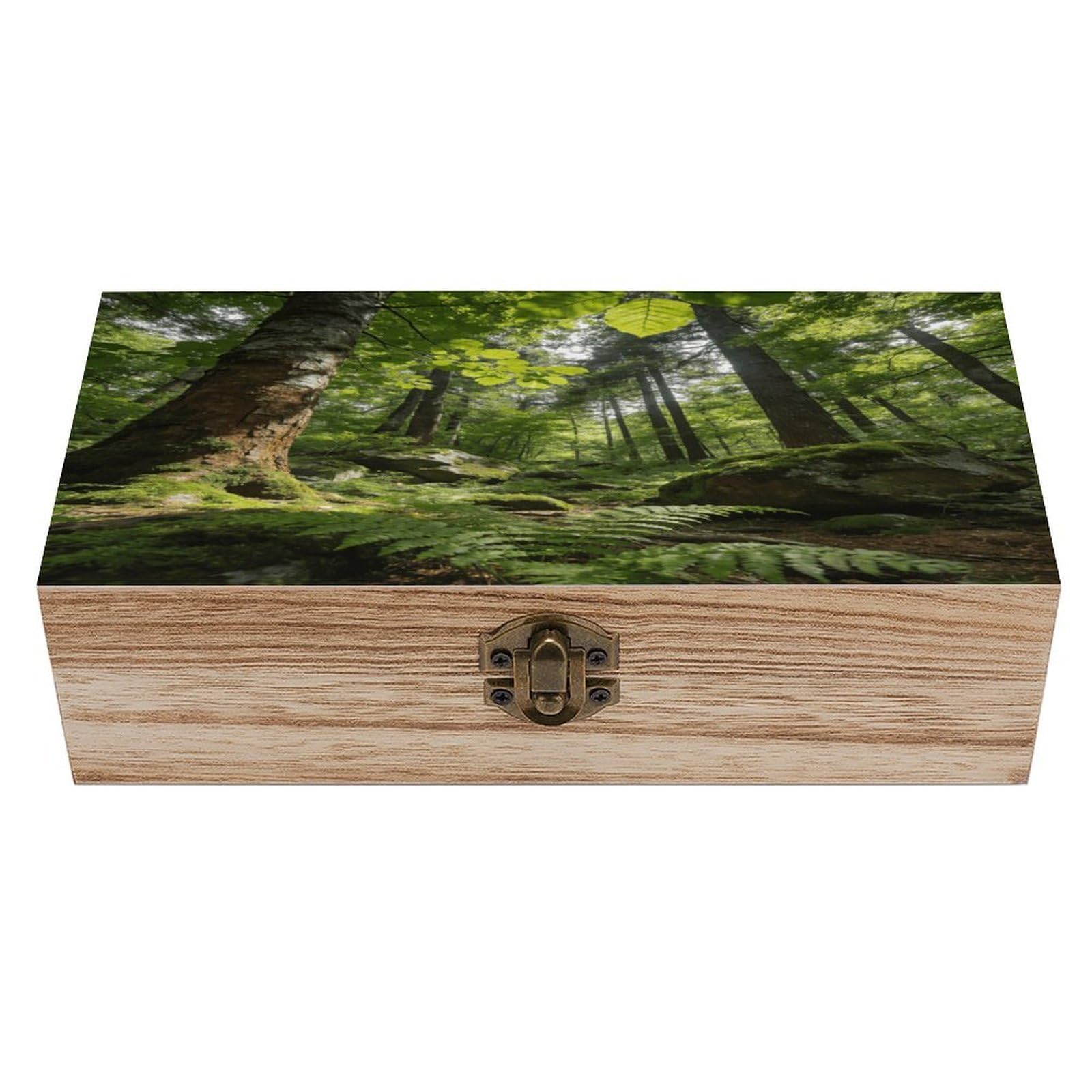 LZQPOEAS Forest Wooden Keepsake Box Wooden Storage Box Container with Hinged Lid Beautiful Wood Memory Box Decorative Jewelry Case for Crafts Art Hobbies & Trinket Storage