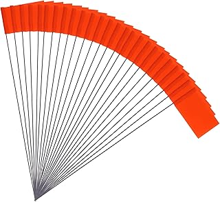 50pcs 2x3" Marking Flags with Steel Pole Vinyl Stake Flags Markers Lawn Flags for Yard Industrial Underground Utilities Sprinkler Sewers Landscaping Surveying Pet Boundary (Orange)