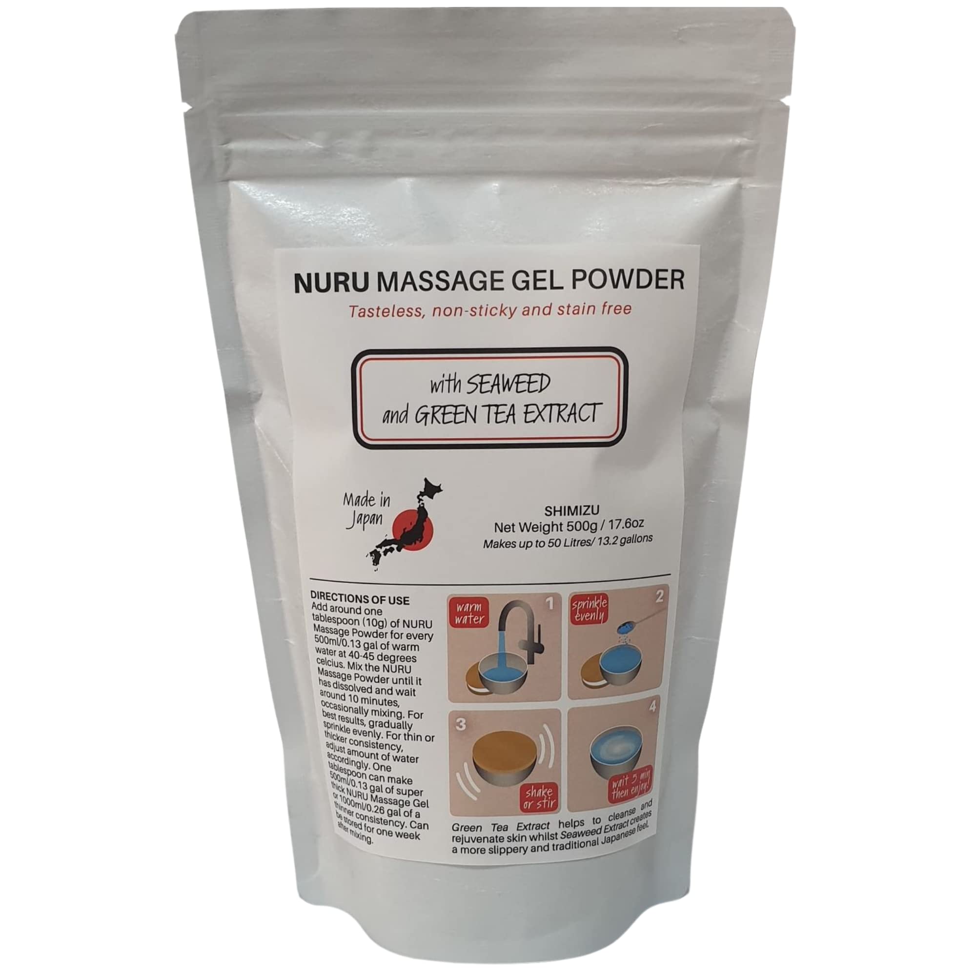 Nuru Massage Gel Therapy Powder 500g | Seaweed & Green Tea | Made in Japan | Paraben & Glycerine Fre