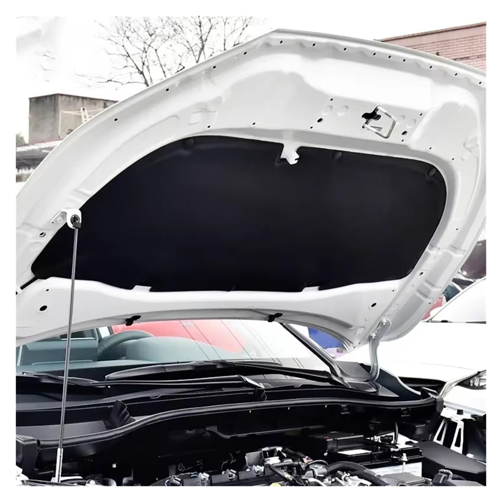 Para Toyota para Corolla Cross XG10 2022-2024 Almohadilla aislante acústica y térmica para el capó del coche, color plata/negro Tablero aislamiento acústico térmico para coche(Estilo a)