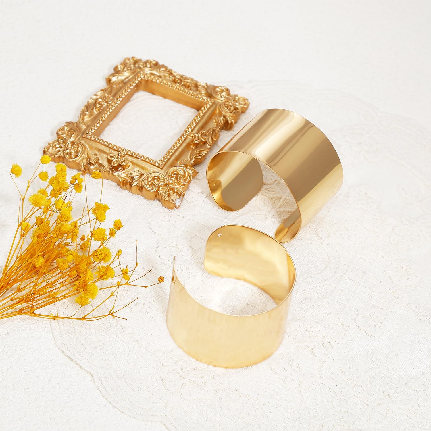 BROCC 2Pcs Gold Chunky Cuff Bracelets Set for Women Open Wide Bangle Bracelets Irregular Minimalist Statement Bangle Bracelets Punk Jewelry - Image 6