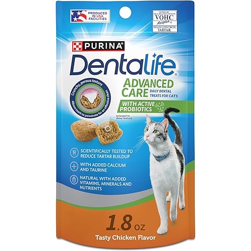Purina DentaLife Made in USA Facilities Cat Dental Treats, Tasty Chicken Flavor - (Pack of 10) 1.8 oz. Pouches