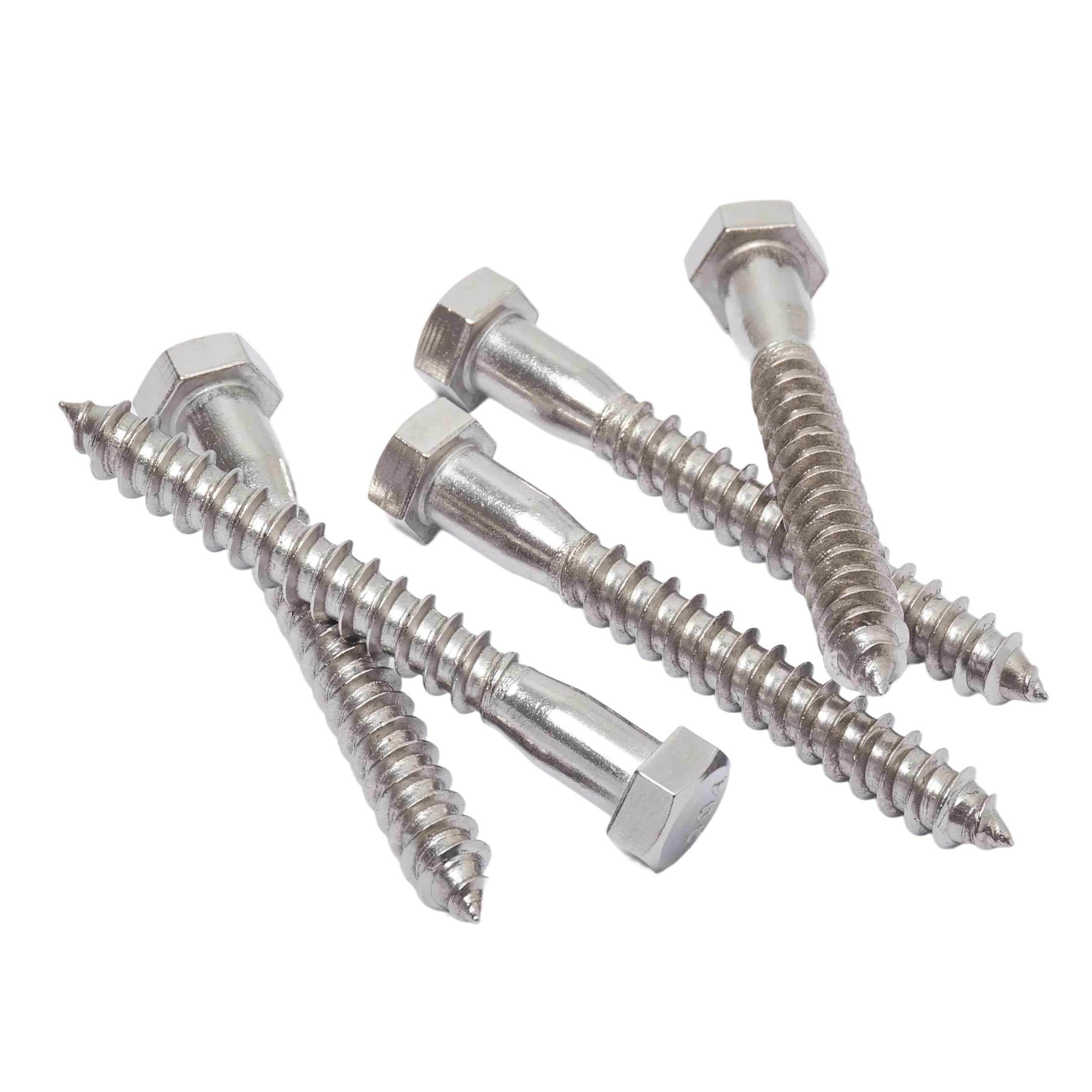 Bolt Dropper 3/8" x 3" Stainless Hex Head Lag Bolt Screws, (25 Pack), 304 (18-8) Stainless Steel Coach Bolts/Large Screws for Wood with Plain Finish
