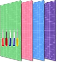 EVISWIY 4PCS 12x24 Alfombrillas para Cricut Maker 3/Maker Explore Air 2/Air/One con 5 PCS Cuchillas StandardGrip/LightGrip/StrongGrip/FrabricGrip Alfombrillas de Corte Multicolores Verde Azul Morado para Cricut