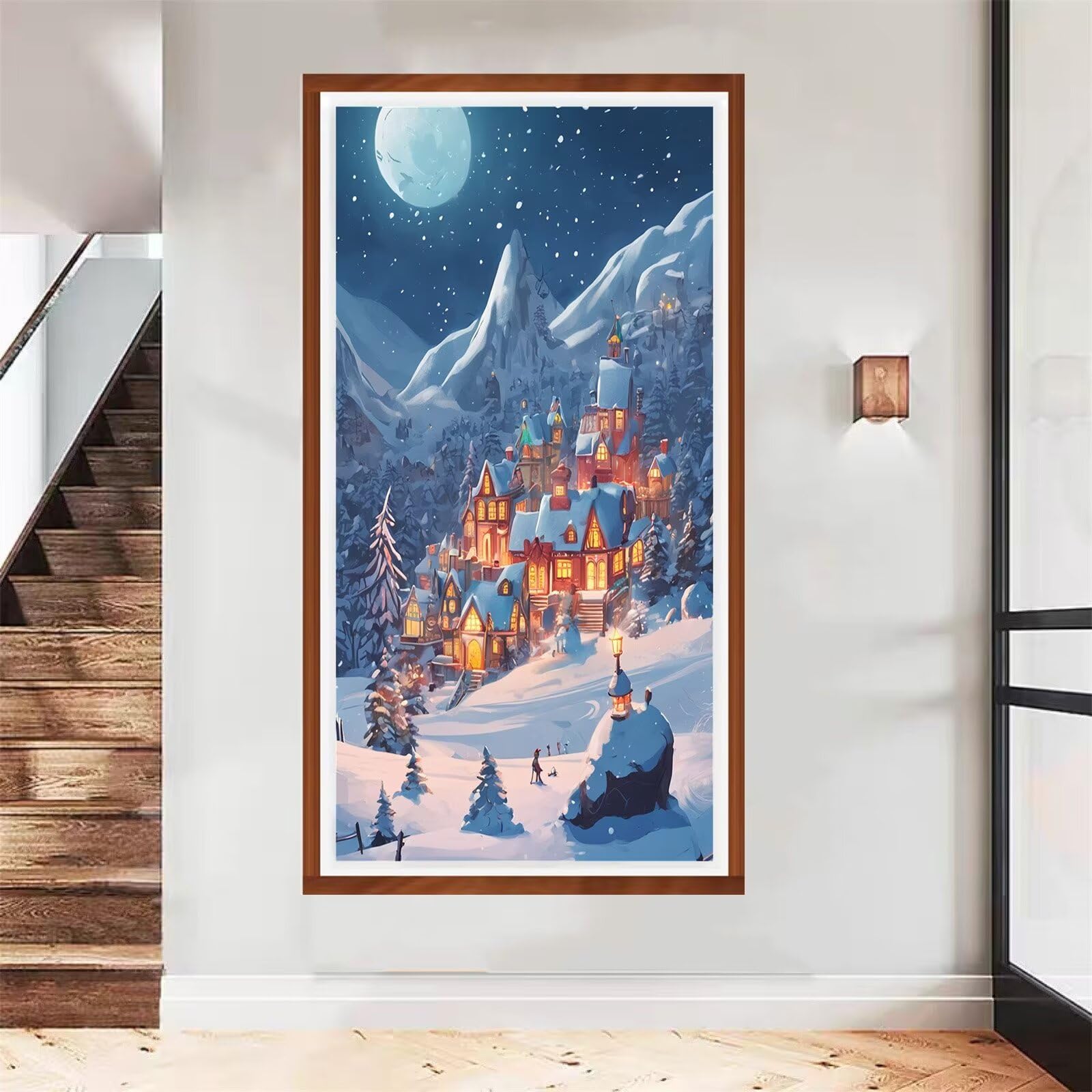 Kit Peinture Diamant Noël 70x40 Cm - 5D Strass Autocollants - Loisir Créatif Adulte - Décoration Murale Ou Cadeau