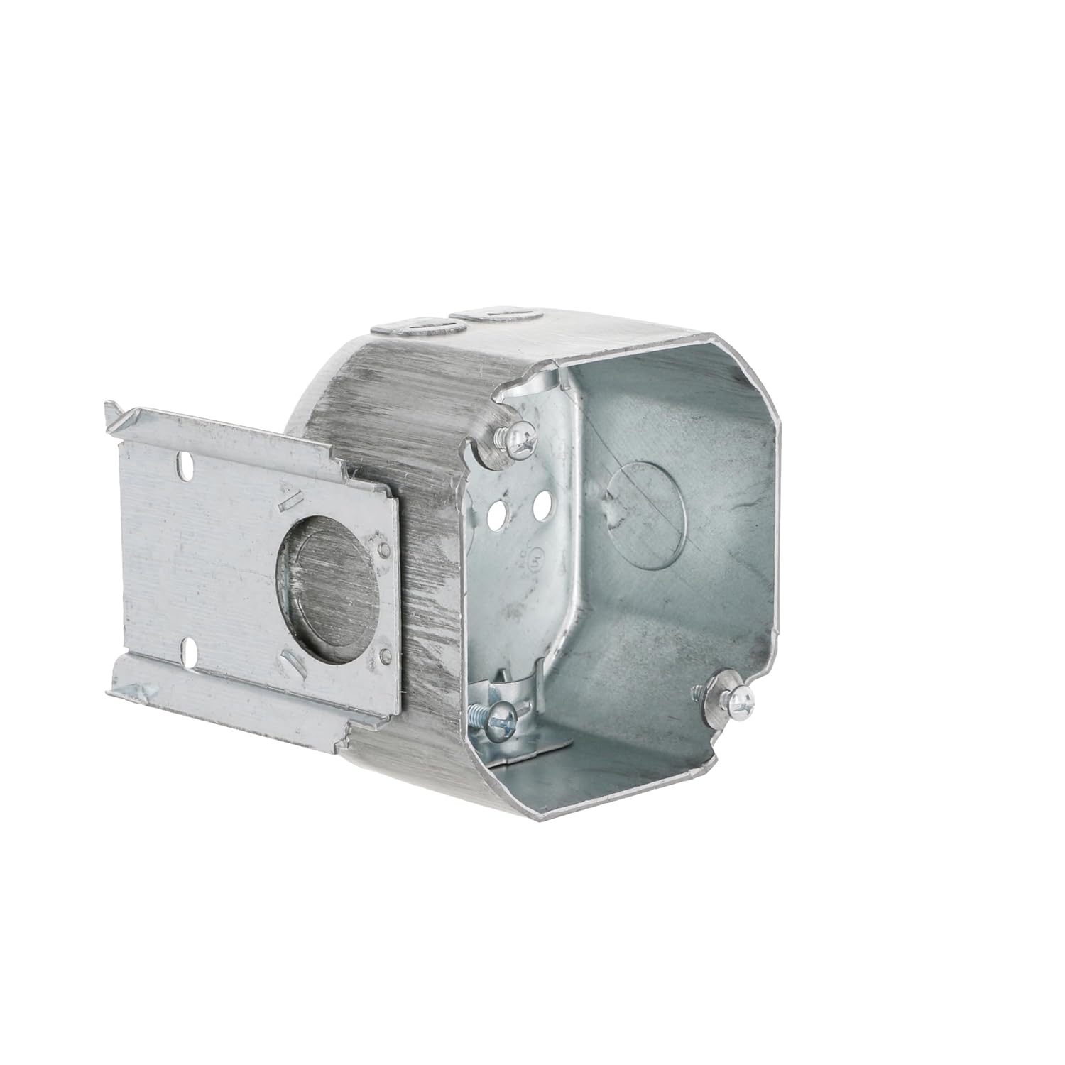 Hubbell Raco 4 in. Octagon Box, Drawn, 2-1/8 in. Deep, Two 1/2 in. KO's & NMSC Clamps, TS Bracket, Gray, (176)