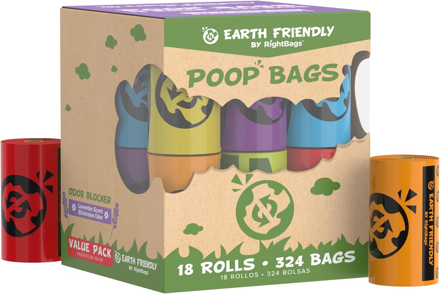 Earth Friendly Dog Poop Bags, Extra Thick & Leak Proof Dog Waste Bags, Lavender Scented Green Refill Rolls, Strong & Durable, Fits Standard Dispensers, Bulk Pack, 750 Count