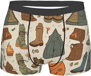 Sleeping Bag Boots Campfire pattern Men's Boxer Briefs Soft Breathable Underwear