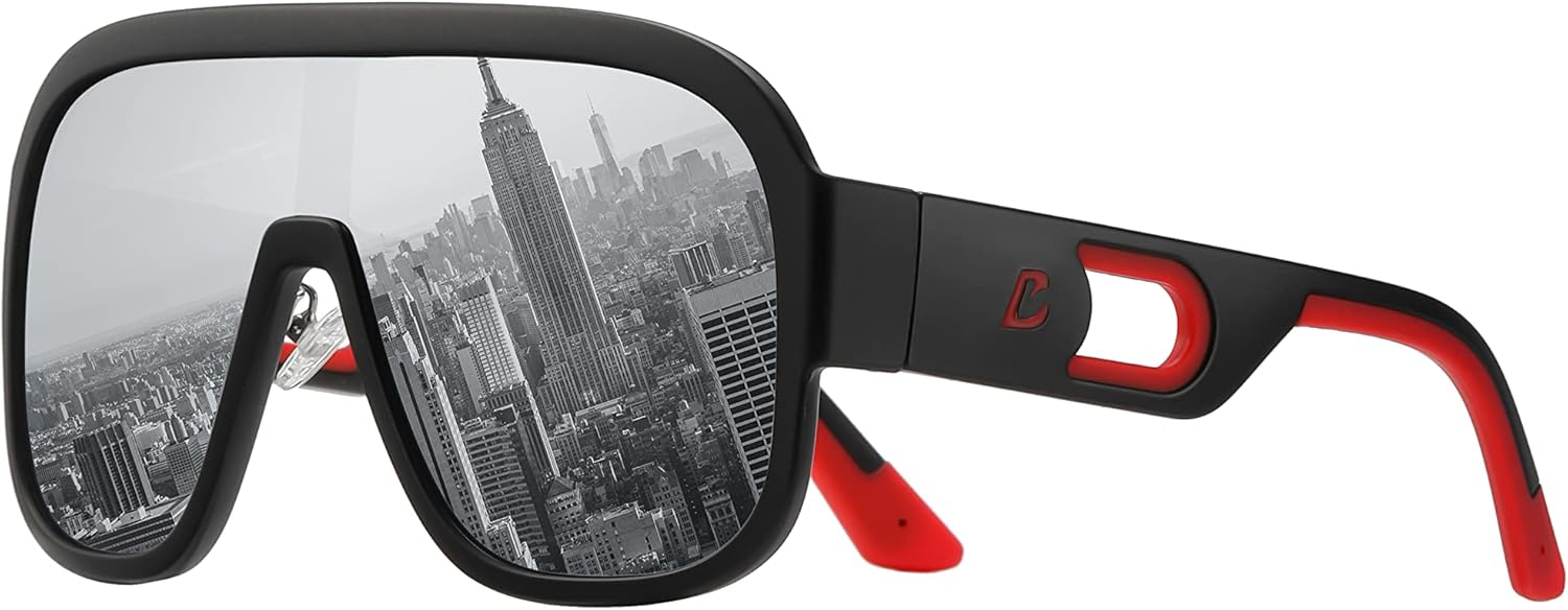 Bevi Sunglasses Polarized UV Protection with Flexible Lightweight Frame Oversize Shield Sunglasses for Men Women