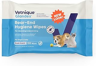 Vetnique Labs Glandex Dog Wipes for Pets Cleansing & Deodorizing Anal Gland Hygienic Dog & Cat Wipes with Vitamin E, Skin Conditioners and Aloe (100ct Pouch)