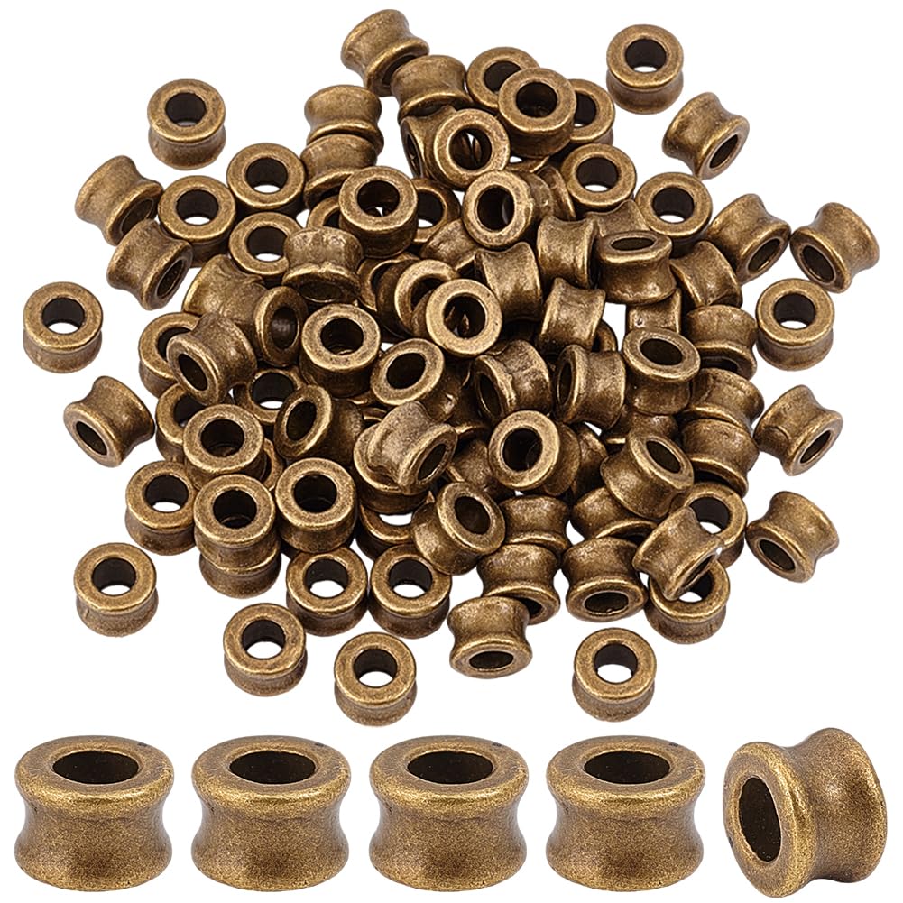 PH PandaHall 100Pcs Metal Spacer Beads Antique Bronze European Beads Large Hole Beads with 4.5mm Hole Retro Alloy Column Beads Craft Supplies for Bracelet Necklace Jewelry Braids Hair Decoration