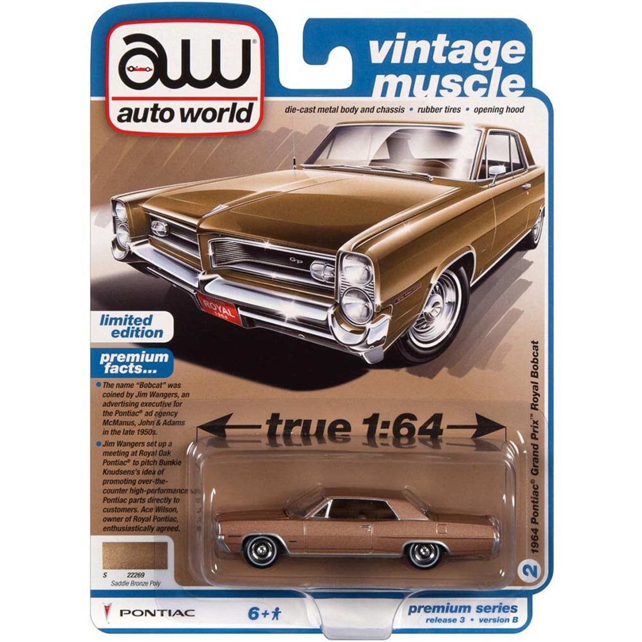 フォルクスポッド　1/64 Auto World 1964 Ford Galaxie 500 XL AW64482 A&B Pair Yellow