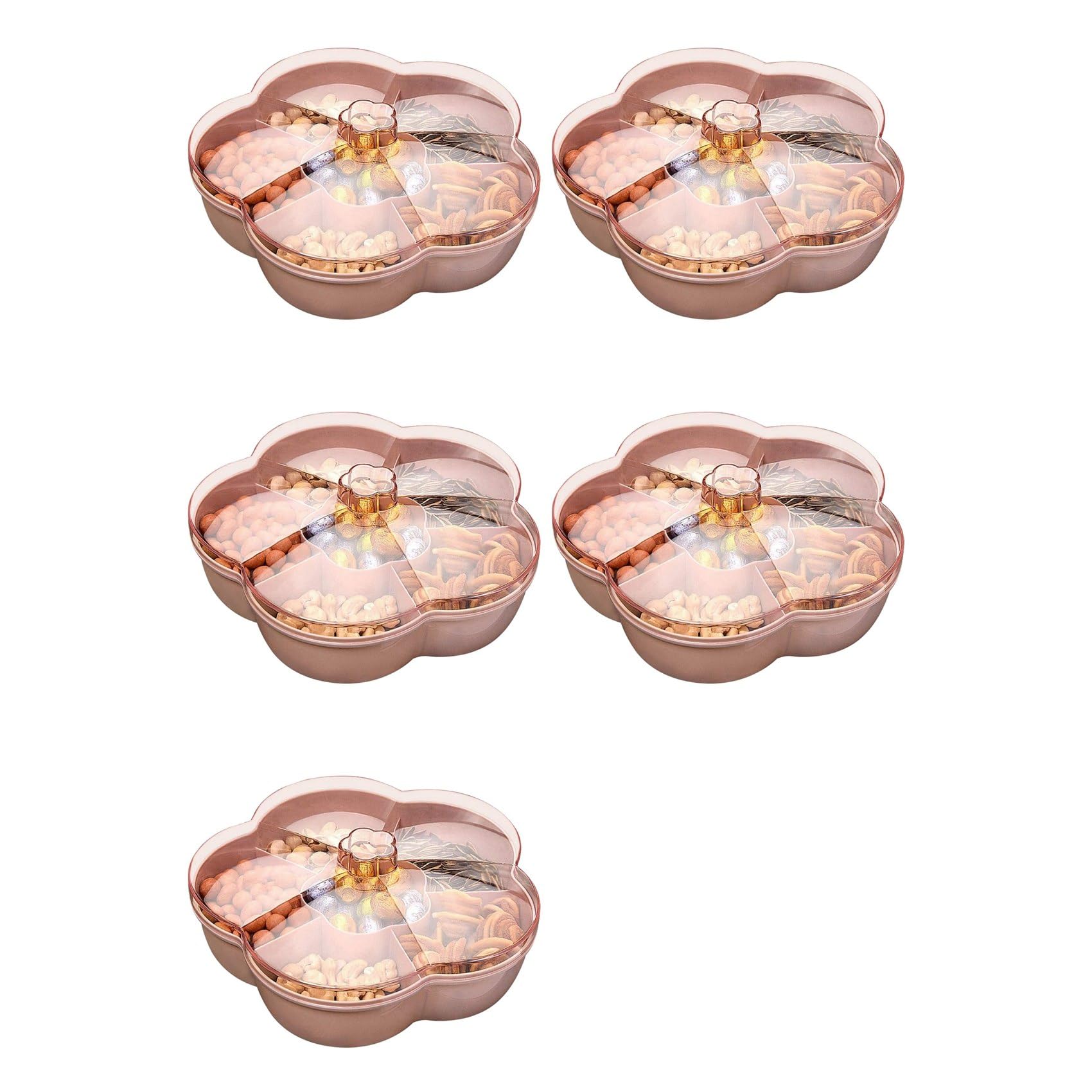 Vjsujehgy 5X Snack Storage Box, Flower Shape Snack Tray with Lid, Food Storage Box,Fruit Box Container,Pink