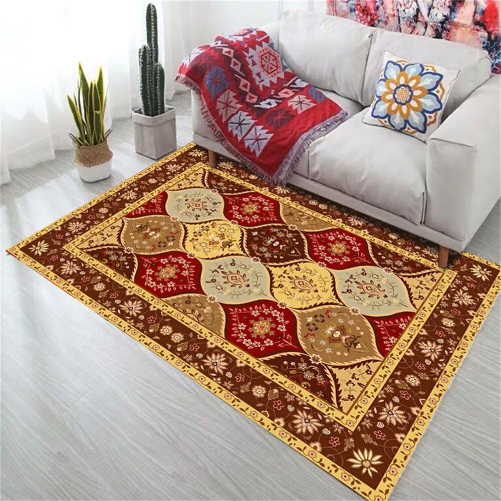 Tapis de chambre bébé fille rouge et jaune pour un espace de jeu sécurisé