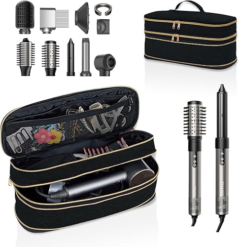 Hair Dryer Travel Carrying Case, Curling Iron Storage Bag, Slim Expandable Handheld Dual-Layer Travel Storage Bag for Dryer/Hair Tool Organizer/Style Organizer