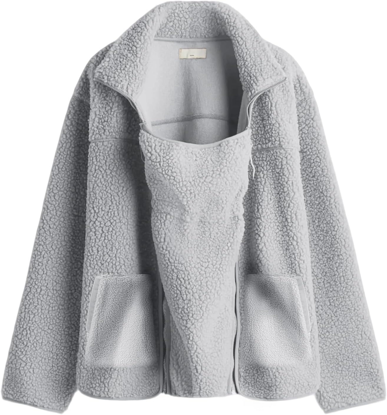 Womens Jacket Shearling Fleece Baby Sherpa Lined Zip Up Hooded Outerwear with Infant Pocket for Mother Overcoat
