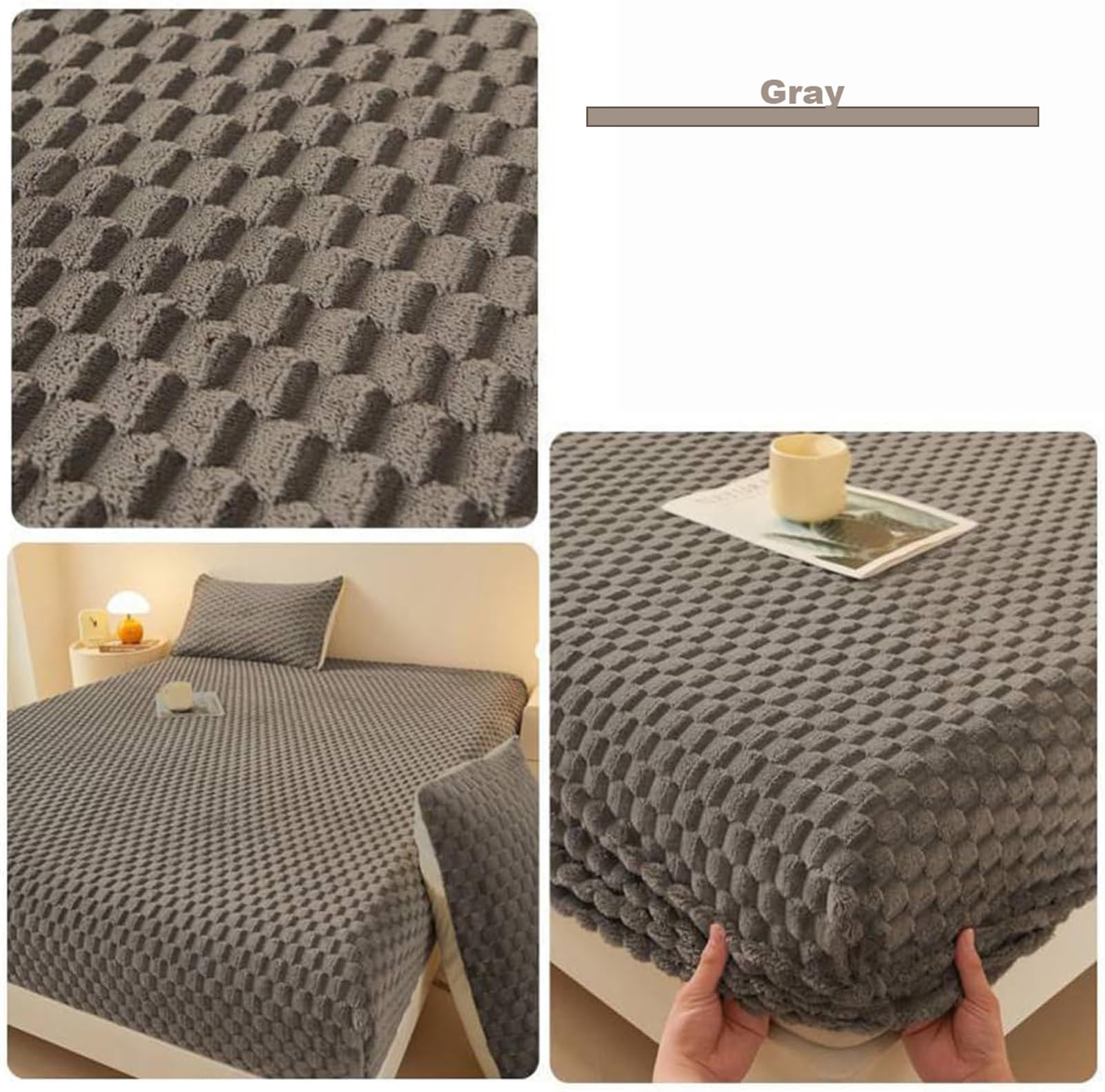 Sábana bajera de franela ultrasuave de terciopelo lechoso – Sábana inferior de piel sintética con bolsillo profundo de 12 pulgadas de profundidad, funda de colchón cálida para individual, matrimonial