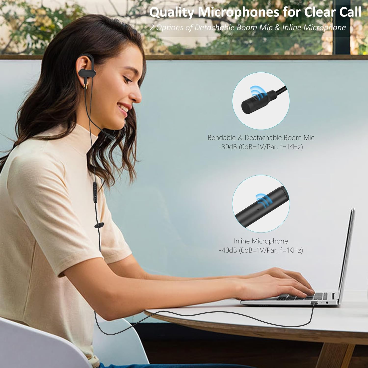 Single-Side USB Earbud with Boom Mic, USB-A Headphone for PC, Mac, Laptop, Desktop, PS4, PS5 & Call Center, Ideal for Conference, Gaming, Remote Work, 5.9FT Long Cord, Right-Ear Only - Image 2