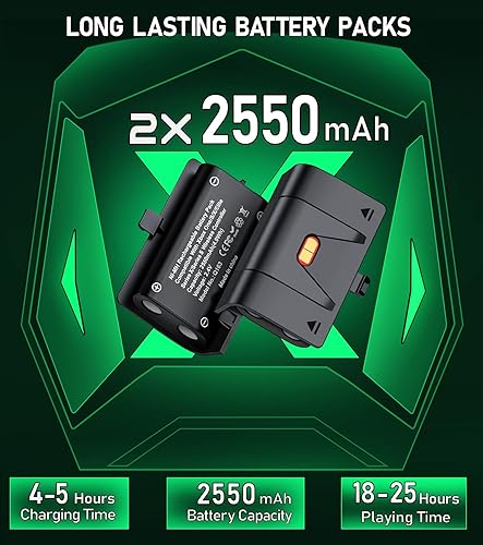 Miniatura 2 de Estación de carga de controlador con 2 paquetes de baterías recargables de 2 x 2550 mAh para Xbox OneSeries XS base de carga dual para control Xbox