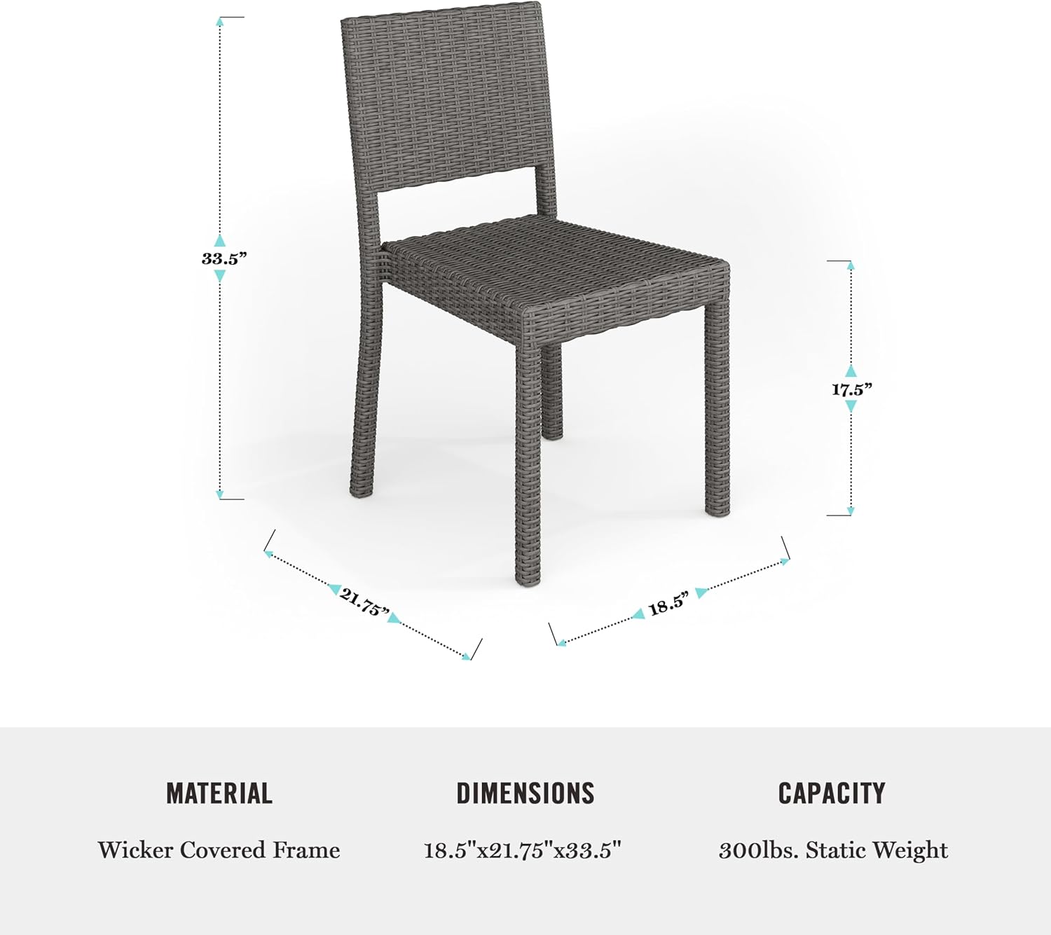 Martha Stewart Bedford Indoor-Outdoor Stackable Patio Chairs with Rattan Wicker Finish in Gray, Set of 2