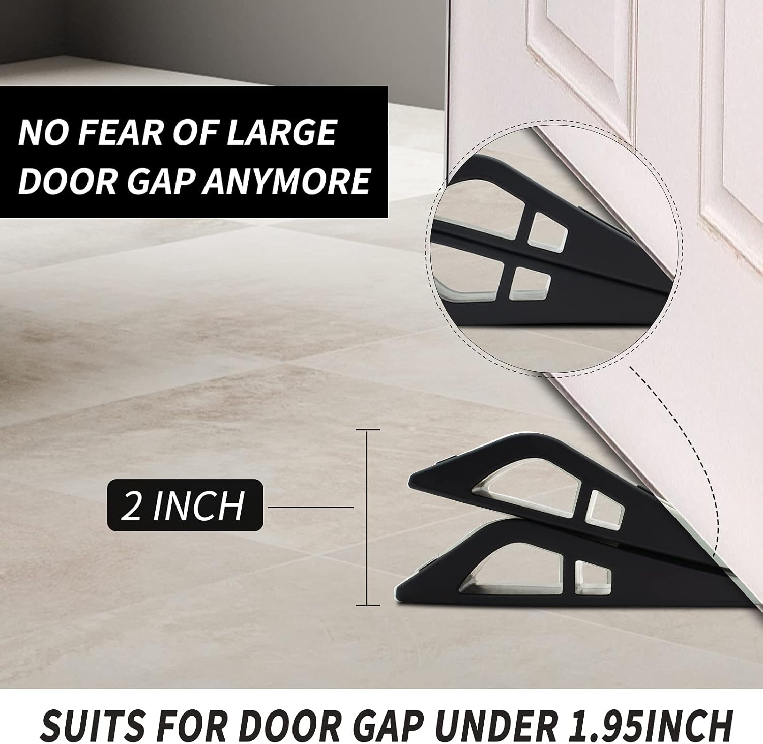 Door Stops for Bottom of Door, Door Stopper Wedge Works on All Floor Types, Heavy Duty Rubber Door Stops, No Sliding Door Stoppers : Office Products
