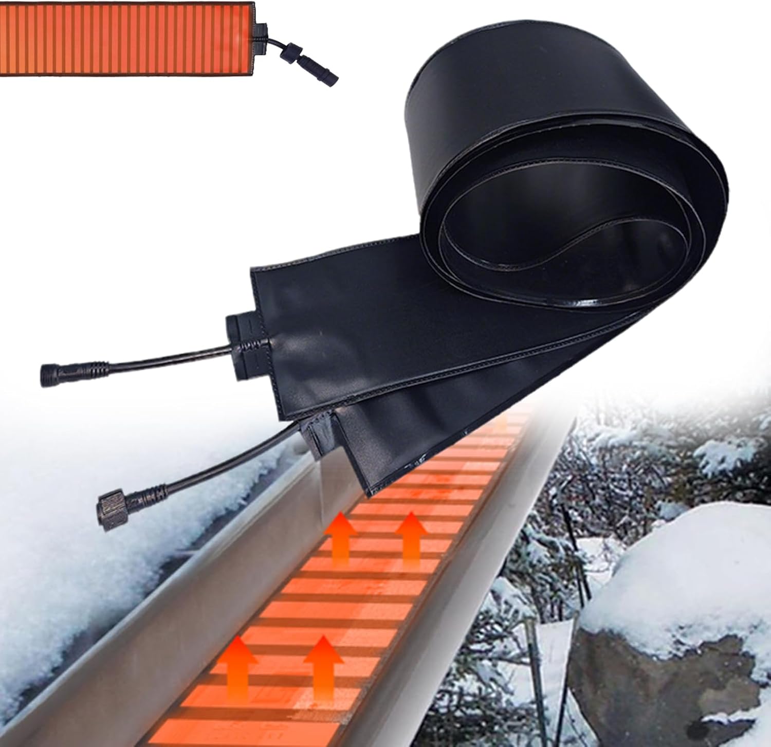 Heated Snow Melting Mat, Non-Slip PVC De-Icing Mat, Waterproof Outdoor Heater for Walkways, Roofs & Stairs, 0.4×20ft/12×610cm, Winter Safety Solution