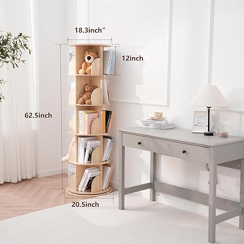 Miniatura 10 de Estantería giratoria, estantería giratoria de 4 niveles para niños, estante de almacenamiento de pie de 360 niveles para niños y adultos,