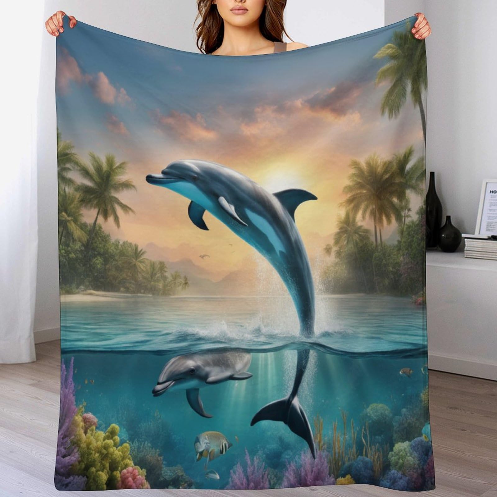 Couverture dauphin moelleuse pour soulager les soirées fraîches au lit