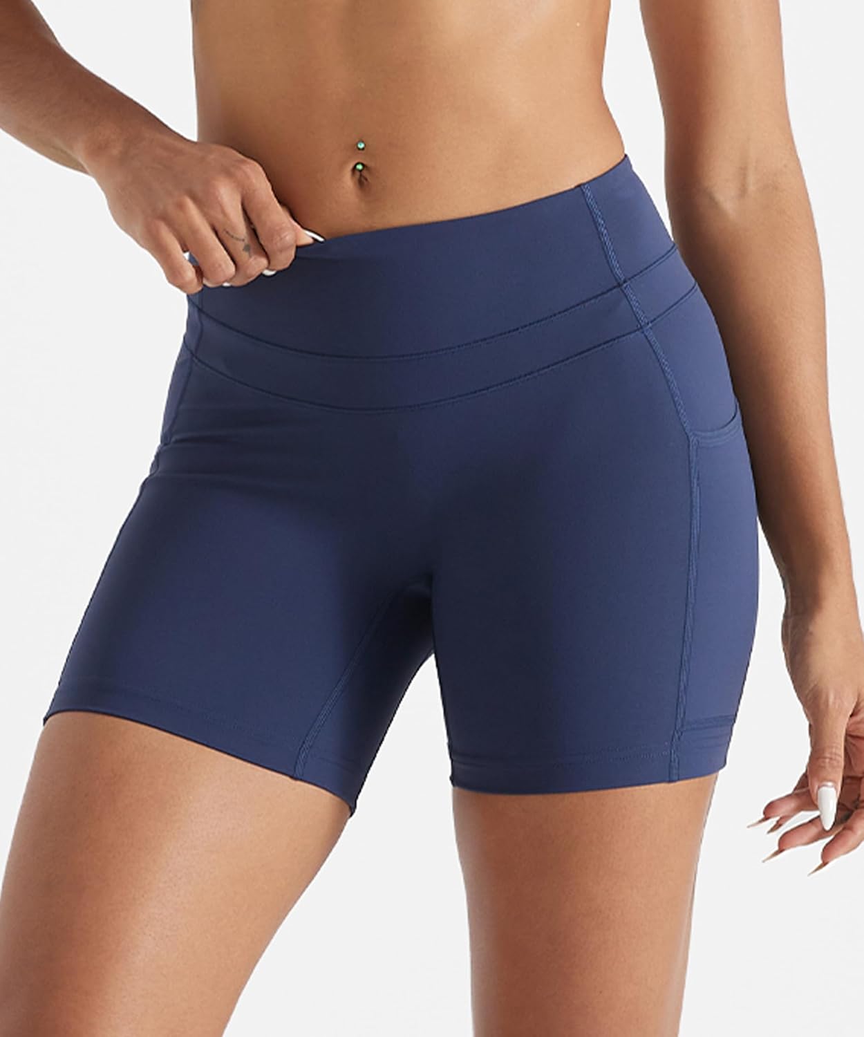 TomTiger Yoga Shorts for Women with Pockets - High Waist Tummy Control Workout Biker Shorts - Image 2