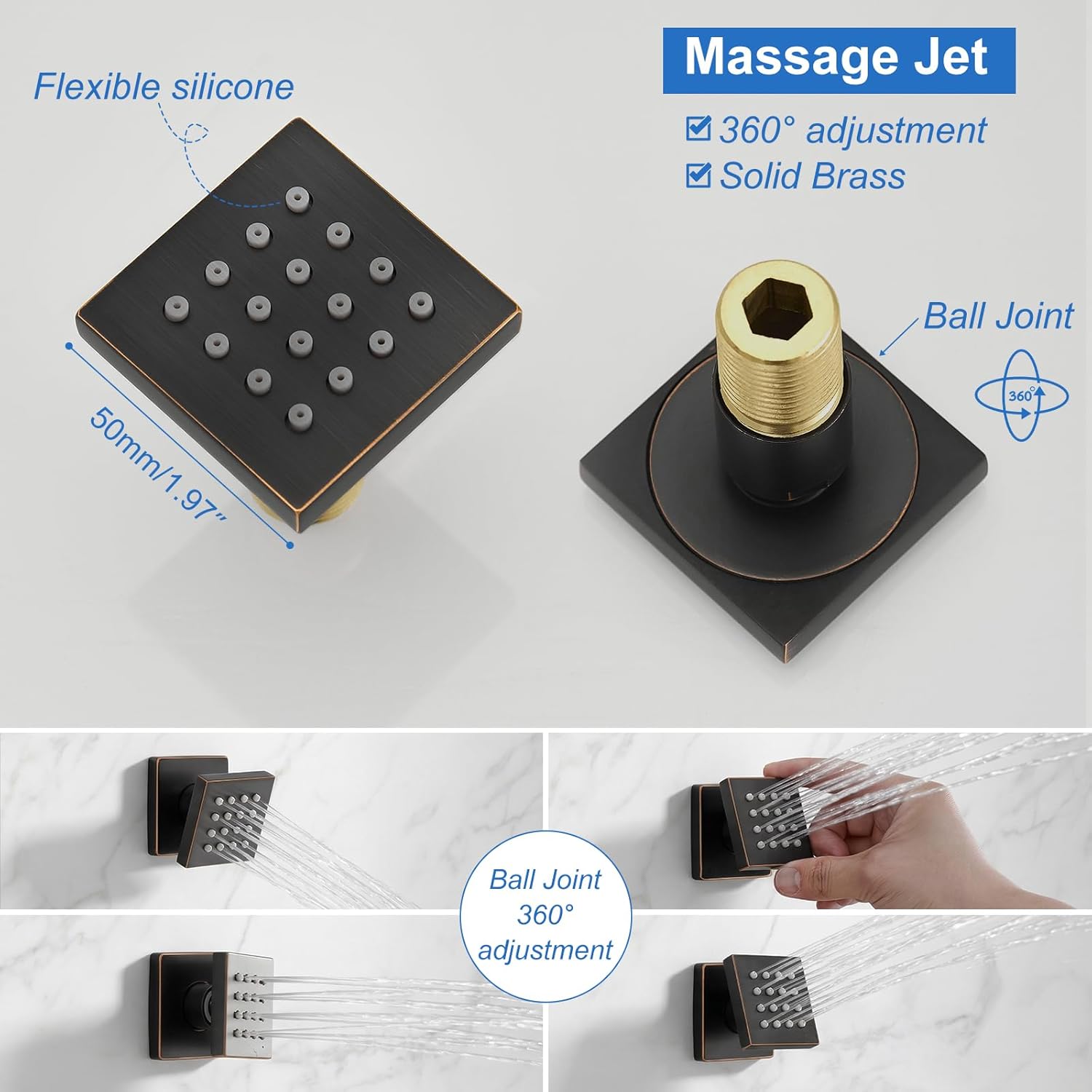 RUMOSE Rainfall Shower System with 4 Body Jets Wall Mounted 4 Mode Shower Faucet Set with 12 Inch Rain Shower Head and 2 in 1 Handheld Spray, Oil Rubbed Bronze Brass Shower Fixtures, Rough-in Valve