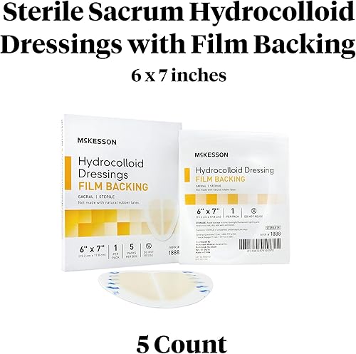 Miniatura 2 de McKesson Apósito hidrocoloide, estéril, sacro, respaldo de película, 6 in x 7 in, 5 unidades, 1 paquete