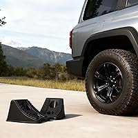 Vista 8 de TONDA Cuña de rueda de alta resistencia para automóvil, remolque de viaje, 8 x 4.7 x 4.7 pulgadas, paquete de 4, color negro